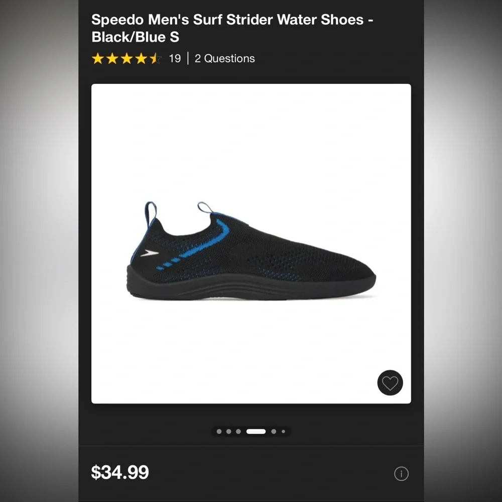 Speedo Black and Royal Blue Slip-On Water Shoes
